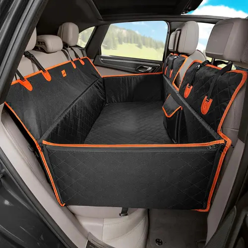 Pecute Dog Car Back Seat Extender - Impact Foam Cover, Hard Bottom, Backseat Protector, 400lbs Capacity, Waterproof Pet Travel Accessory