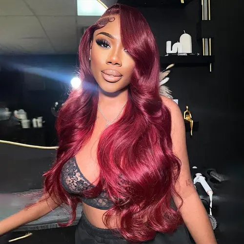 Tuneful 99j Burgundy Lace Front Wigs Human Hair 180 Density 13x6 HD Transparent Lace Body Wave Lace Front Wigs Human Hair Hot Red Pre Plucked Human Hair Wigs for Women