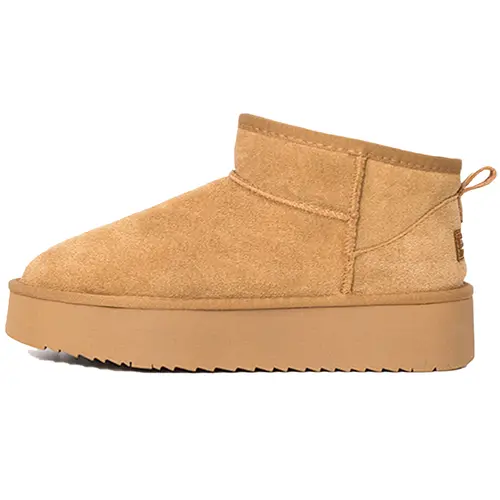 EVELLYHOOTD Women's Genuine Suede Slip-On Platform Ankle Booties - Shoes for Women, Round Toe, Soft Plush Fleece Lined, Snowgrip Shock Resistant EVA, 1-3 cm Low Comfortable Heels, 1.75" Lift Heel, Chilly Day Style Winter Footwear (US9-9.5/41)