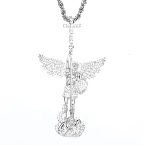 UCCIYO Warrior Angel Pendant P531 18K Gold-Plated Pendant with Lab-Grown Moissanite S925 Sterling Silver Synthetic Moissanite Pendant Necklace for Women Men Hip Hop Jewelry Gift summerwins【#P531】