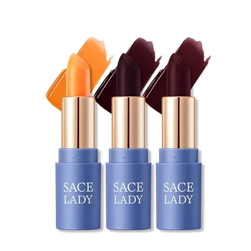 SACE LADY 3Pcs Tinted Lip Balm Makeup Kit for Adults - Crystal-Infused Carrot Extract Moisturizing Lip Balm Stick, Long-Lasting Color-Changing Stain, Hydrating Smooth Gloss Stick
