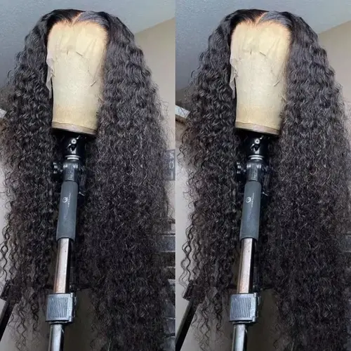 BLING HAIR Clearance Deep Wave Lace Front Wig - 13x4/13x6 HD Lace Frontal Human Hair Wig for Female, 36 Inch, Heat Resistant, Back to School Fashion Accessory