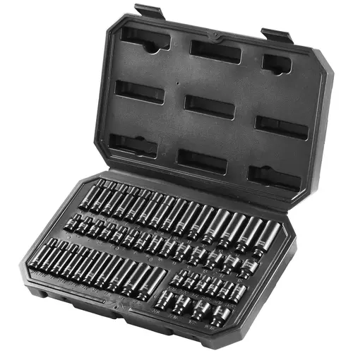 【toolupgrade】VEVOR 48-Piece 1/4"-Drive Impact Socket Wrench Set with Hex Bit Sockets, Alloy Steel 6-Point High Torque Tool, 4-15 mm/SAE Easy-to-Read Laser Etched Size Markings, Car Tools with Storage Case, Father's Day Gift