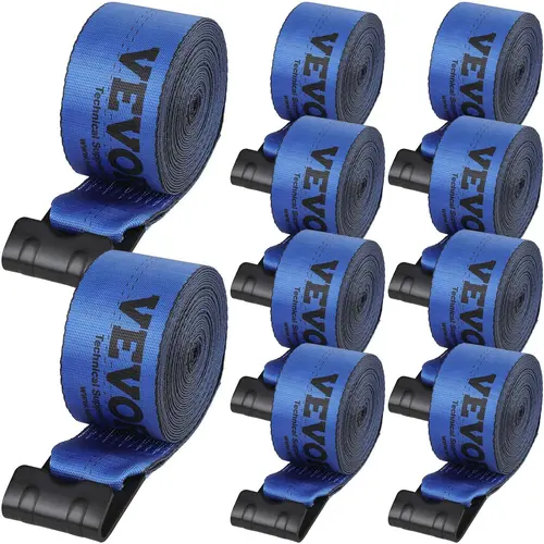 VEVOR Premium Polyester Winch Straps, 4" x 30' Cargo Hauling Flatbed Tie Downs for Pickup Trucks, 6000lb Load Capacity, 18000lb Breaking Strength, Flat Hooks, Bed Rails Compatible, Heavy-Duty Hold, Rain-Sun Resistant, Packaging Factory Truck Accessories