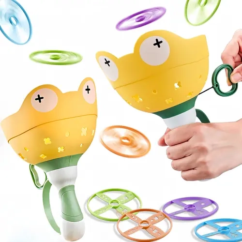 Flying Disc Launcher Toy for Kids 4-8, Safe Lightweight Design, Pull-to-Launch Mechanism, Fun Outdoor Game for Lawn, Camp, Picnic, Backyard, Toddler Toys, Family Activities, Birthday Gifts,Christmas gift