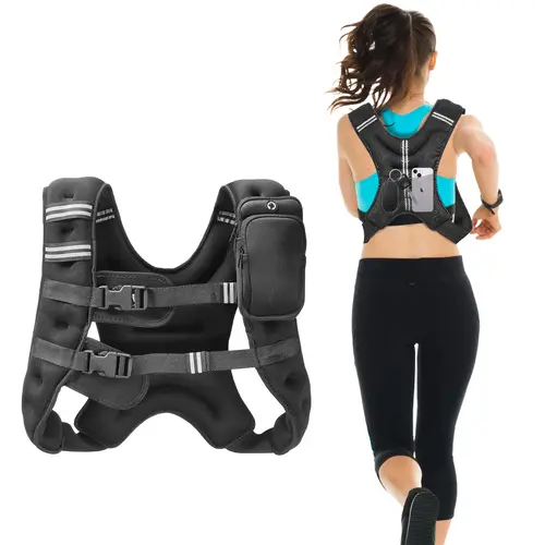 VEVOR 16 lbs Weighted Vest - Workout Equipment with Reflective Stripe, Adjustable Buckle for Men, Multi-Level Adjustable Resistance Exercise Gym Fit Muscle Strengthening Weight Vest, Resistance Exercise Weight Vests