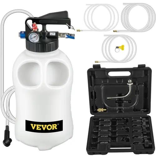VEVOR 2-Way Manual ATF Refill System Tool Set, 10L Extract/Dispense Transmission Fluid Pump, Corrosion-Resistant Dual Control Tool with 14 ATF Filler Common Adapters, Easy-Wash, Car Repair Accessory, Father's Day Gift