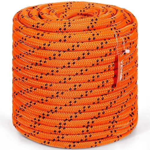 【ToolUpgrade】VEVOR Heavy Duty Double Braided Polyester Rope, 3/4 in x 220 ft 24 Strands, 20000 LBS High Strength, 3833 LBS Working Load, Heat-Fused Cutting, Durable Ropes Cords & Webbing, Outdoor Wear-Resistant for Arborist Rigging Camping, Orange/Black