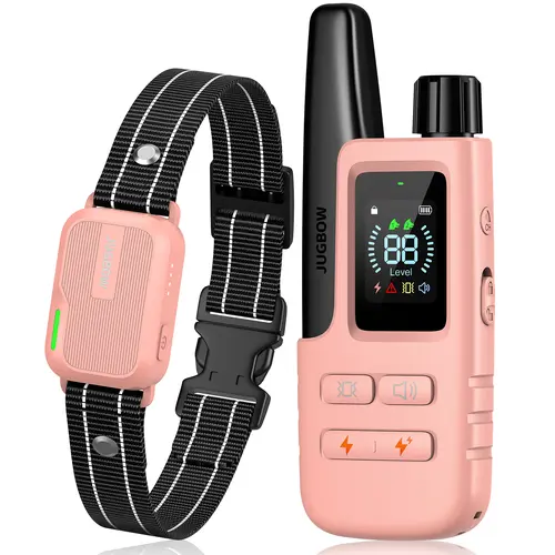Jugbow Long-Range Dog Training E-Collar - 4500FT Remote, 4 Training Modes, Static Shock, Soft Nylon, Security Lock, IPX8 Waterproof, Rechargeable Quick Charging, Metal Prongs, 10-120 Lbs Barking Control Accessory for All Breeds DT61