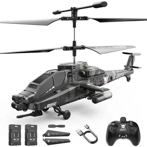 DEERC Remote Controlled Helicopters for Beginners Ages 12+ - 2.4GHz RC Toy Aircraft with LED Lights, Altitude Hold, Emergency Stop, 26-min Flight Time, 2 Separately Packed Rechargeable Batteries, Charging Cable, Durable PVC-Free Design, Cool Boy Gifts