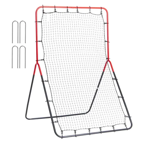 【toolupgrade】VEVOR 3x4.5 ft 3-Zone Baseball Softball Rebounder Net with Steel Frame, 30-Strand High-Density PE PitchBack Trainer, 6.8 lbs Fielding Drill Bounce Back Net for Throwing Practice
