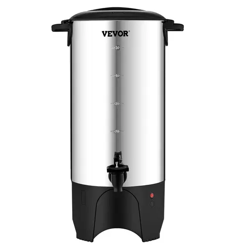 VEVOR Stainless Steel Commercial Coffee Urn - 50-Cup Capacity Coffee Making Tool, 1000W Power for Quick Heat, 110V Plug, 1-Min Cup Ready, 90-98°C Barrel Temp, Anti-Scald Handle, Detachable Cord, Silver Dispenser for Large Groups, Ideal for Barbecues
