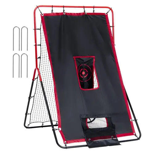 VEVOR 2-in-1 Baseball/Softball Pitch Trainer & Rebounder Net, 3.5x4.5ft Durable Baseball Training Equipment with 3 Zones, Q195 Steel Sturdy Frame, 30-Strand High-Density PE Net, 3.3kg/7.3lbs, Easy Assembly, Random Bounce, Hitting Tool, Indoor/Outdoor Use