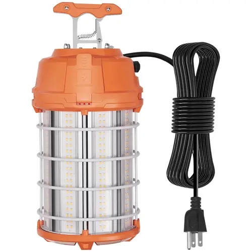 VEVOR 150W LED Work Light - High Power Flashlights, 20000lm, 5000K, 6000V Surge Safe, 118-Inch Plug & Play, 360-Degree Omnidirectional Illumination, Waterproof, Linkable Up to 6 Units, Ceiling/Floor Lamps for Job Site, Gas Stations Use