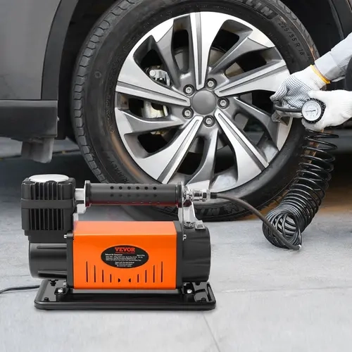 VEVOR 12V Heavy Duty Automotive Tire Inflator, 150PSI Portable Unit with Screw-On Chuck, 3‑Min 0–36Psi Quick Inflate, Internal Thermal Protection, Inflates Tires Balls Beds Up to 35in, Nitto Fitting for Off-Road Vehicles