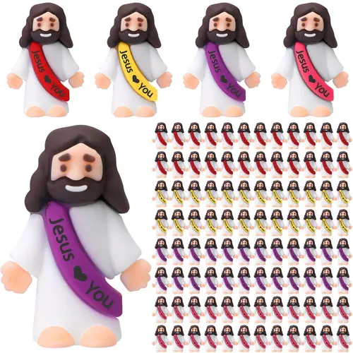 100Pcs Little Jesus Figurines Jesus love You Figures to Hide and Seek Mini Jesus Figures for Church Baptism Gift Sunday School Classroom Reward Halloween Non-candy Trunk or Treat Halloween Party Favor