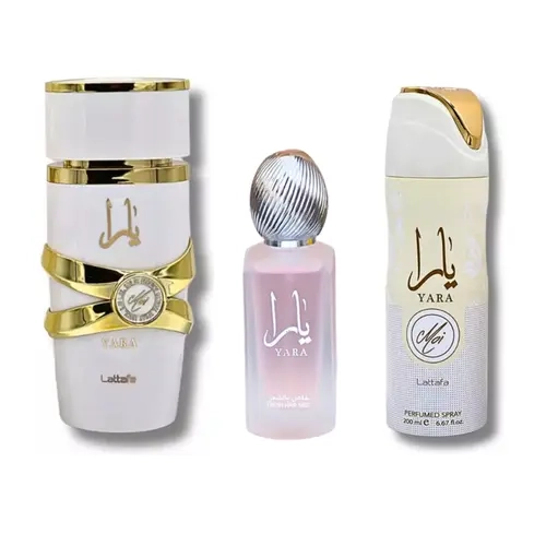 Lattafa Yara 3-Piece Gift Set - Yara Moi 100ml Eau de Parfum, Yara Moi200ml Deodorant, Yara 50ml Hair Mist - Floral Oriental Fragrance, Long Lasting, Sweet & Sophisticated Aromas, Long Lasting Fragrance, Elegant Perfume Mist