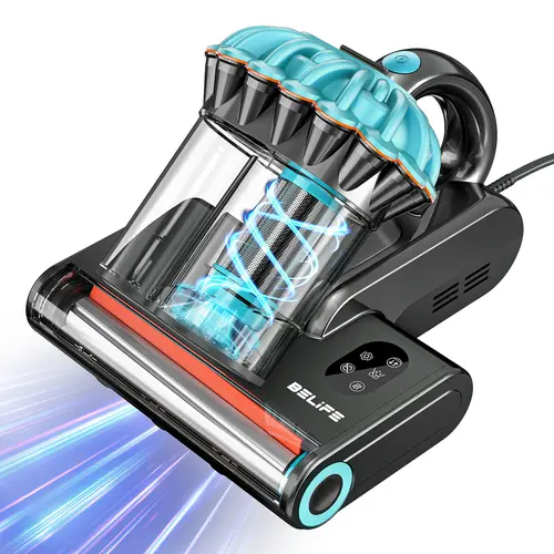 Belife M8 Corded Handheld Mattress Vacuum Cleaner - 550W 18Kpa Powerful Suction, UV Sanitization, High Heating Hot Air, 0.5L Double-Cup Deep Cleaning, Removable Filter, Simple to Use Spot Cleaner for Bed, Couch, Carpet