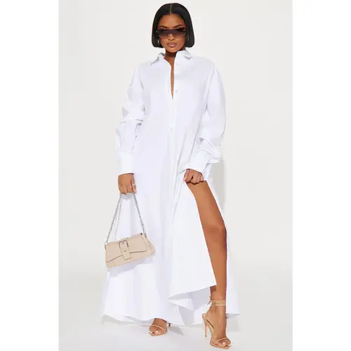 Eleanor Oversized Shirt Maxi Dress - White
