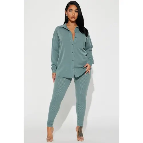 Maddie Ribbed Legging Set - Sage