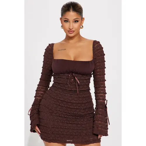 Espresso Lace Mini Dress - Brown