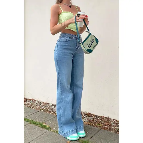 Bridge The Distance Wide Leg Jeans - Medium Blue Wash