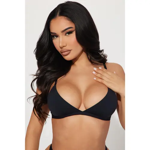 Light As A Feather Microfiber Triangle Bralette - Black