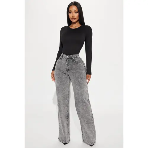 Make It Worthwhile Wide Leg Jeans - Grey