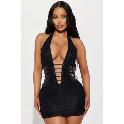 Kendra Lace Mini Dress - Black