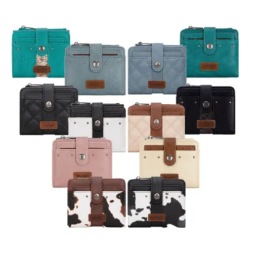 Wrangler Wallet for Women Bifold Card Wallet with Zipper and Removable ID Window