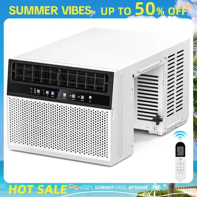 Antarctic Star 5,000-14,000 BTU Small Window Air Conditioner AC Unit Cools up to 350 Sq.Ft. with 7 Modes, Ultra-quiet Air Conditioner Window Unit with Remote Control, Easy to Install, Energy Saving, White