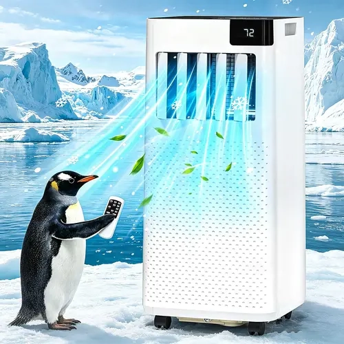 Antarctic Star ASHEER 8000BTU Portable Air Conditioner Appliance - 3-in-1 Automatic Home Cooling Solution with Cooling, Dehumidifier, Fan Modes, 2 Fan Speeds, 24-Hour Timer, Full-Function Remote, LED Display, Handles, Casters, Ideal for Bedrooms, Cabin