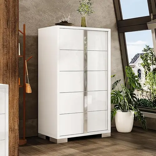 AMERLIFE Modern 5/6 Drawer Dresser, Glossy Surface Chest of Drawers, Large Storage Organizer for Bedroom, Living Room, Cloakroom, Luxury Bedroom Furniture/Best Gift Ideas/Christmas Gifts[TikTokShopFallDealsForYou]