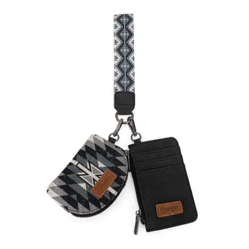 [AUCTION] Wrangler Western Aztec Keychain Wristlet Wallets for Women Dual Pouch Wristlet Portable Wallet with Zipper Pocket