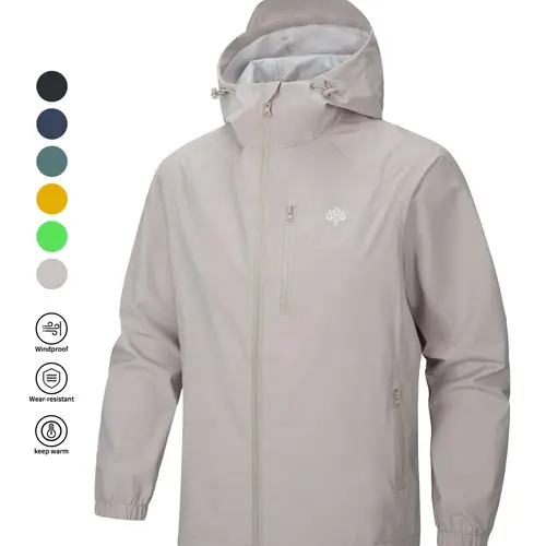 【Black Friday】Men’s Lightweight Hooded Sports Jacket, Long-Sleeve Full-Zip Waterproof and Windproof Outerwear with Pockets for Hiking, Cycling, and Camping