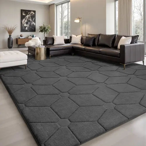 FAMVAL Thick Plush Area Rug, Cube Jacquard Pattern and Non-Slip Design for Living Room, Bedroom, Nursery, Kids' Room, Playroom, Apartment and Dorm giftideas