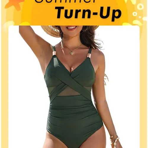 Blooming Jelly Slimming Full Coverage Mesh Womens Metal Modest Tummy Control One Piece Swimsuit Customizable Fit Criss Cross#TikTokShopFallDealsForYou