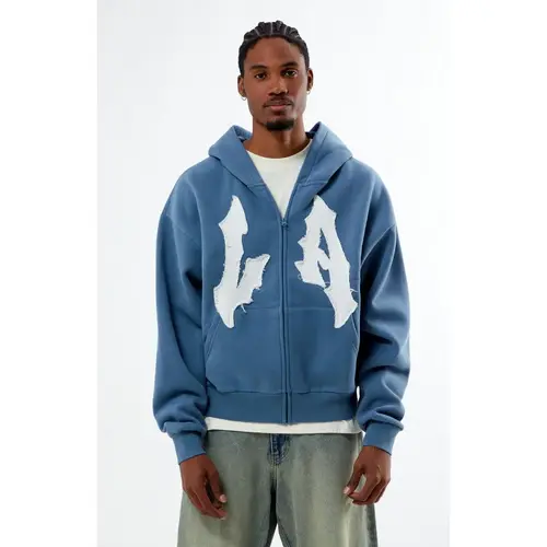 Pacsun Men's LA Raw Applique Full Zip Hoodie