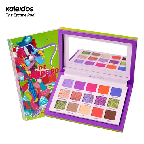 Kaleidos The Escape Pod Eyeshadow Palette - Vegan, Multi-Hued Sparkly Lavender & Bossa Nova Shades, Neon/Metallic/Shimmer Finishes, Ultra-Pigmented, Blendable, Texturally Diverse for Makeup Transformation, Eyeshadow Inspo, Rave Looks, Easy Gifting