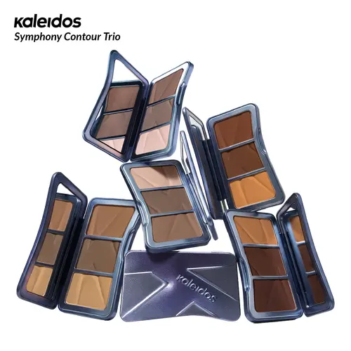 Kaleidos Symphony Contour Trio 3-in-1 Makeup Contour Bronzers Palette - Silky-Smooth Smoothing Powder, Natural Sculpting, Flawless Definition, Summervibes Finish, Illuminator, Cruelty Free, Seamless Blend, All Skin Types, Women's Beauty Gift