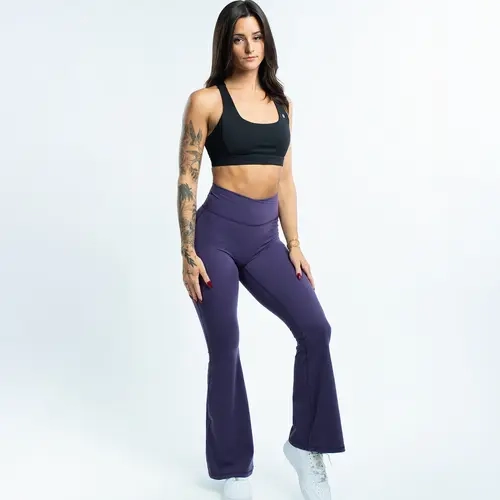 EKKO Womens Seamless High Waisted Crossover Flare Leggings