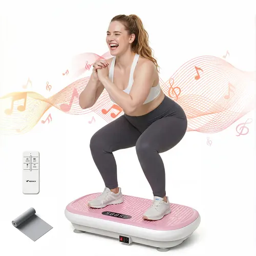 Merach High-Power Vibration Plate Exercise Machine,440lbs Weight Capacity, Bluetooth Remote Control, 4 Workout Modes for Home Gym Fitness Equipment