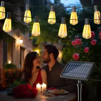 DAYBETTER Solar String Lights (50FT/12Bulbs, 100FT/24Bulbs, 150FT/36Bulbs) - Waterproof, Shatterproof, Dusk-to-Dawn, Dimmable for Patio Decor, Backyard Party, Fairy Lights Outdoor Decor
