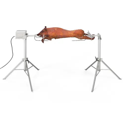 ROVSUN Electric Rotating Rotisserie Barbecue Complete Kit - 110V, 25W Motor, 176 lbs Cap., 46" Stainless Steel Pig Lamb Spit Roaster Stand with Height Adjustment, Charcoal Spit Rod for Outdoor Parties, Ideal for Meat Lovers to Start Roasting, Party