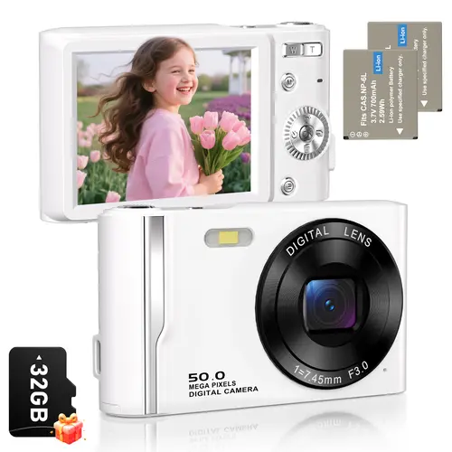 T-JERZENS Rechargeable Digital Point and Shoot Camera - Plastic Pocket Handheld Rechargeable Portable Camera with LCD Screen, SD Card Compatibility, Student Gift (TikTok Shop Back to School Techvibes)