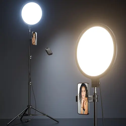 【DealsForYouDays】Weilisi 10.5" Ring Light with 69" Tripod Stand and Phone Holder Kit, Full-Screen Zoom Lighting for Video Recording, Makeup, Live Stream, Dimmable LED Selfie Ring Light Tripod for iPhone with Remote Smartphone Cellphone