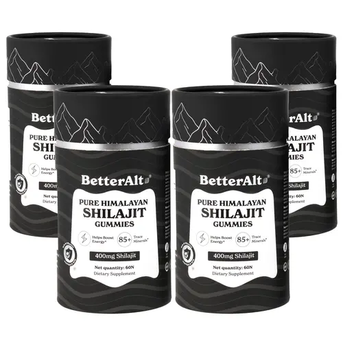4 Packs of BetterAlt Pure Shilajit Resin Gummies | Tamarind & Mango Flavors | Helps Improve Stamina | Lab-Tested for Purity Healthcare Vitamin