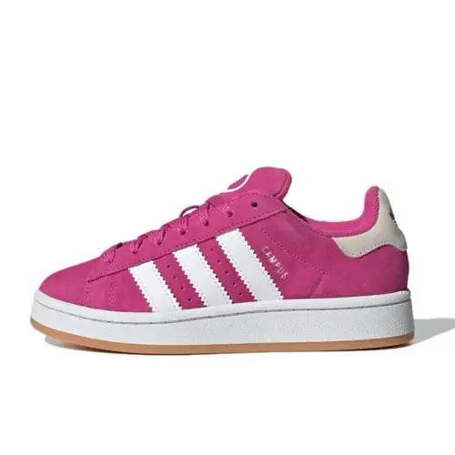 Adidas Women's Campus 00s Retro Suede Low-Top Lace-Up Sneakers - Semi Lucid Fuchsia/White/Gum, Casual Fashion Shoes, Stripes, Secure Laces, Cushioned Gum Rubber Sole, Women's Sneakers