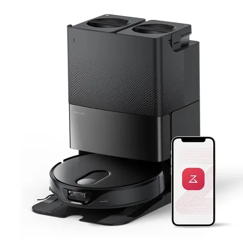 Roborock Qrevo Slim 8.2cm Automatic Multi-Surface Rechargeable Cordless Robot Vacuum Cleaner & Mop Combo - Advanced Obstacle Recognition, FlexiArm Side Brush, Auto Washing & Drying, Self-Emptying Self-Cleaning System