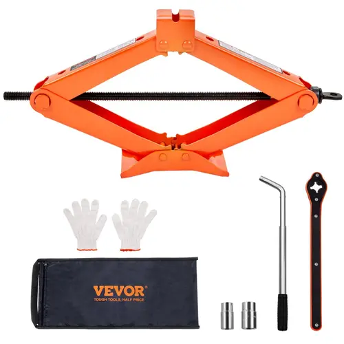 【summerfinds】VEVOR Steel Scissor Jack, 2.5 T/5512 lbs Car Repair Tools, 3.7"-17.1" Lifting Range with Ratcheting Handle & L-Wrench, Single-Hand Portable Tire Jack for Cars/Trucks, Anti-Rust Spray Molding, Complete Tire Replacement Kit
